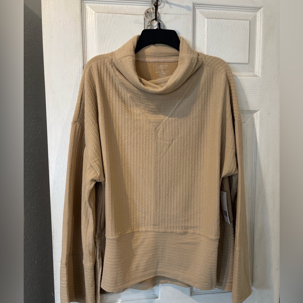 Tahari Sport NWT Knit Cowl Neck Long Sleeves Hi Lo Top